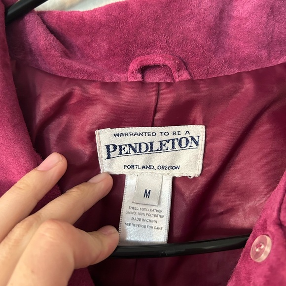 Vintage Pendleton Magenta Suede Leather Jacket - Picture 2 of 6